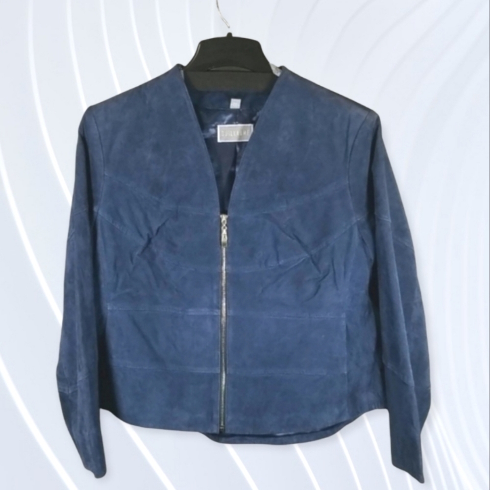 Guillaume Blue Suede Waist Length Jacket